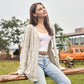 DAMES HERFST CASUAL LANGE MOUW KNOOP NAAR BENEDEN OPEN VOORZIJDE KABEL GEBREID VEST (KOPEN 2 GRATIS VERZENDING)