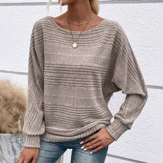 💜 LAATSTE DAG PROMOTIE - 50% KORTING 💜Effen gestreepte top met ronde hals en lange mouwen
