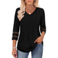 Dames Casual Top met V-hals en Effen Kleur