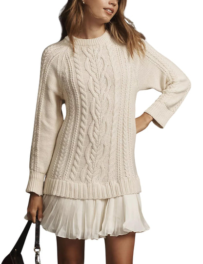 ✨DAMES CREWNECK KABELBREI TRUI MINI JURK (KOOP 2 GRATIS VERZENDING)