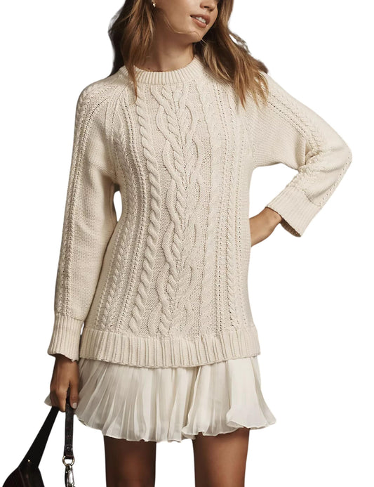 ✨DAMES CREWNECK KABELBREI TRUI MINI JURK (KOOP 2 GRATIS VERZENDING)