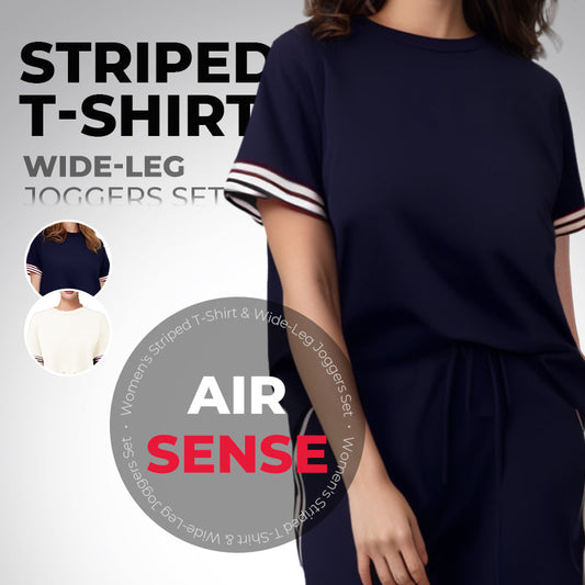 💖Dames T-shirt met strepen & joggingbroek met wijde pijpen set