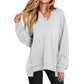 🍂✨Oversized damessweatshirt met V-hals, lange mouwen, tuniek, lichte trui