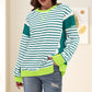 Stijlvolle Ronde Hals Gestreepte Kleurblok T-shirts