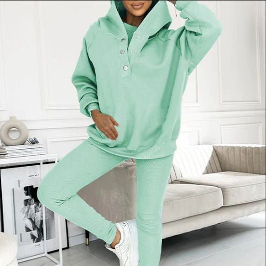 💕Je hoeft je geen zorgen meer te maken over wat je aan moet💕Loose en comfortabele driedelige set, inclusief een hoodie en sweatshirt
