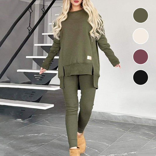 ✨Winteraanbieding💖Hoge-lage zoom trui met split & nauwsluitende broek