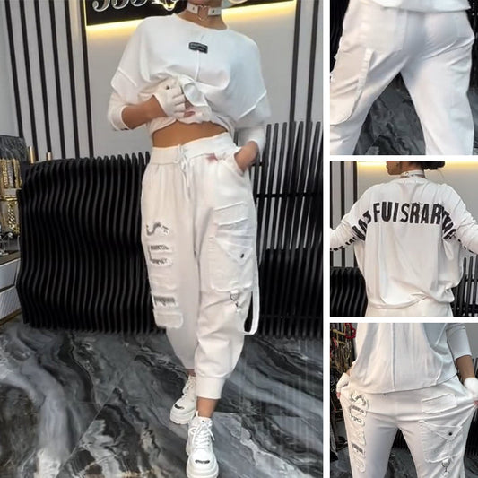 🌸Herfstspecial🌸 Casual damestop met letterprint en broek (2-delige set)