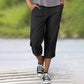 Effen Gekleurde Casual Cargo Capri Broek met Meerdere Zakken