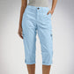 Effen Gekleurde Casual Cargo Capri Broek met Meerdere Zakken