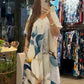 Dames losse casual bedrukte jurk met V-hals en korte mouwen