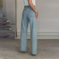 Jeans met rechte pijpen en strassversiering