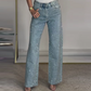 Jeans met rechte pijpen en strassversiering