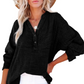 🔥Casual damesoverhemden met knoopsluiting en V-hals, oversized effen blouses en tops