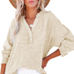 🔥Casual damesoverhemden met knoopsluiting en V-hals, oversized effen blouses en tops