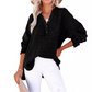 🔥Casual damesoverhemden met knoopsluiting en V-hals, oversized effen blouses en tops