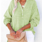 🔥Casual damesoverhemden met knoopsluiting en V-hals, oversized effen blouses en tops