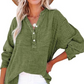 🔥Casual damesoverhemden met knoopsluiting en V-hals, oversized effen blouses en tops
