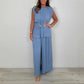 🌟Dames mouwloze top met riem en lange broek set