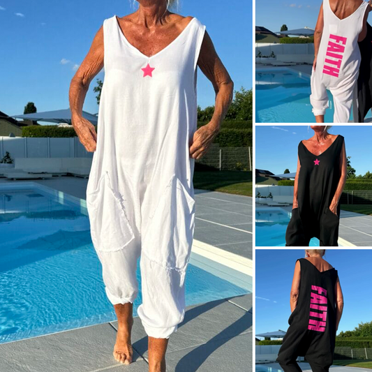 Losse mouwloze jumpsuit met een V-hals voor vrouwen in de zomer