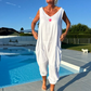 Losse mouwloze jumpsuit met een V-hals voor vrouwen in de zomer