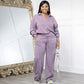 Set met shirt met lange mouwen en broek met elastische tailleband en trekkoord