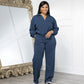 Set met shirt met lange mouwen en broek met elastische tailleband en trekkoord