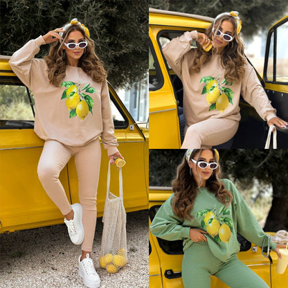 🍋Stijlvolle bedrukte hoodie en broek 2-delige set🍋