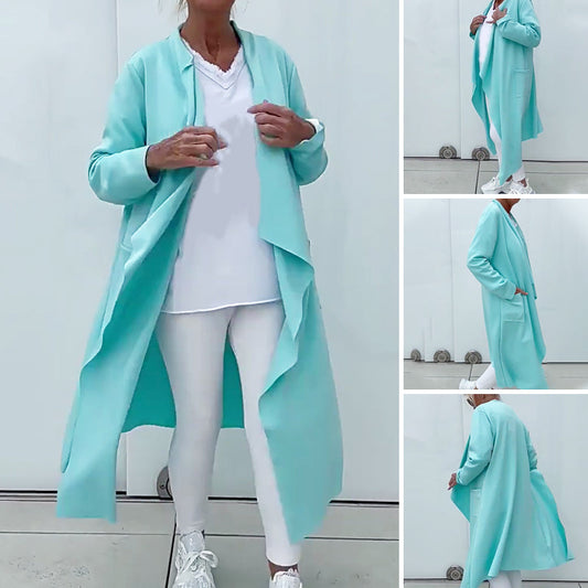 🌟 Damesvest met lange mouwen en open voorkant – Onregelmatig gedrapeerd ontwerp, casual losvallend vest dat onmisbaar is in je garderobe 👗