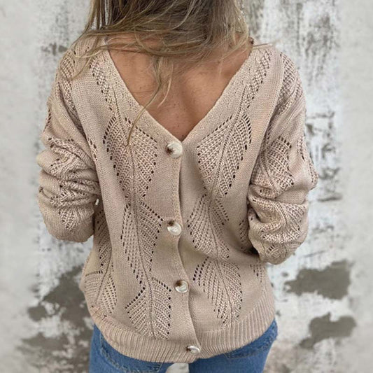 💖SISTE DAGS SALG 50 % RABATT🥰Omkeerbare trui met opengewerkt patroon en V-hals