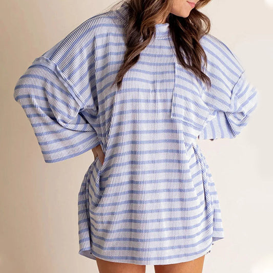 Dames Soft Casual Oversized Gestreepte Top