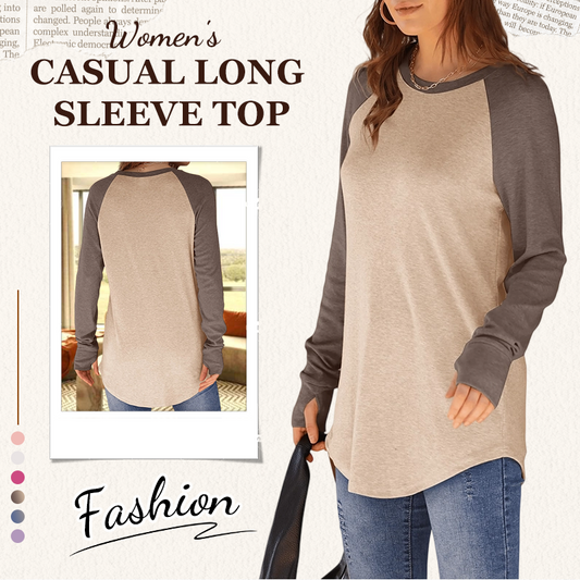 ✨Casual damesblouse met ronde hals en lange mouwen