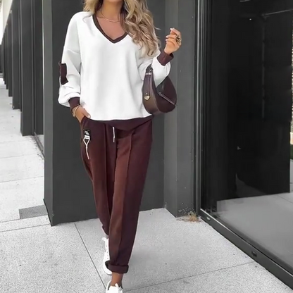 Color-Block Pullover Hoodie & Joggingbroek Set