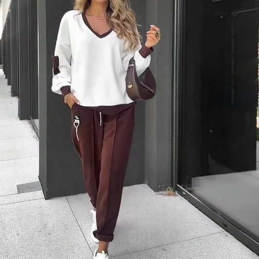 Color-Block Pullover Hoodie & Joggingbroek Set