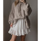 DAMES THERMISCHE KARDIGAN MET STAANDE KRAAG EN OPEN VOORZIJDE HERFST OVERSIZED SWEATERJAS MET KNOPEN