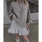 DAMES THERMISCHE KARDIGAN MET STAANDE KRAAG EN OPEN VOORZIJDE HERFST OVERSIZED SWEATERJAS MET KNOPEN
