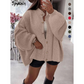 DAMES THERMISCHE KARDIGAN MET STAANDE KRAAG EN OPEN VOORZIJDE HERFST OVERSIZED SWEATERJAS MET KNOPEN