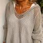 Dames Crochet Hollow Out Hooded Long Sleeve Tops