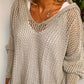 Dames Crochet Hollow Out Hooded Long Sleeve Tops