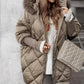 ✨Damesmode halflange parka 🧥 – Herfst- en wintermodel met gebreide mouwen en patchwork, flatterende pasvorm voor koude dagen