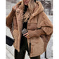 Oversized patchwork pufferjas met capuchon voor dames
