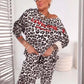 Dames tweedelige set met luipaardprint (trui en broek)