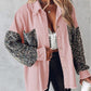 OVERSIZED DENIM JASJE VOOR DAMES MET LANGE MOUWEN, KNOPEN VOOROP EN PATCHWORK VAN PAILLETTEN
