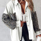 OVERSIZED DENIM JASJE VOOR DAMES MET LANGE MOUWEN, KNOPEN VOOROP EN PATCHWORK VAN PAILLETTEN