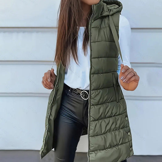 Dames jas met ritssluiting en lange puffer vest