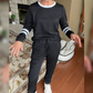 Dames 2-delig sweatsuit met ronde hals en kleurblokken