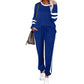 Dames 2-delig sweatsuit met ronde hals en kleurblokken