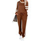 Dames 2-delig sweatsuit met ronde hals en kleurblokken