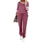 Dames 2-delig sweatsuit met ronde hals en kleurblokken