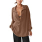 Oversized top met kraag en diepe V-hals voor dames