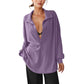 Oversized top met kraag en diepe V-hals voor dames